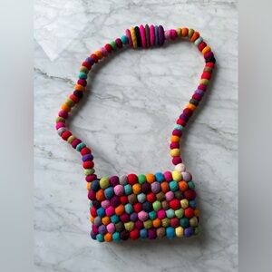 Colorful Felted Pompom Bag
